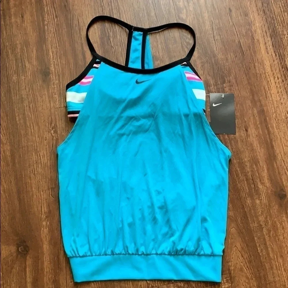 Nike Swim Tankini Blouson Top Sz S Blue NWT - Picture 2 of 11